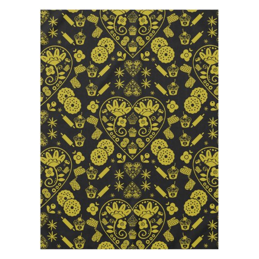 カップケーキベーキングフォークアート テーブルクロス (正面)