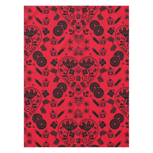 カップケーキベーキングフォークアート テーブルクロス (正面)