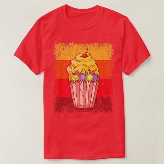 カップケーキベーキングベイカーベーカリーケーキヴィンテージレトロ12 Tシャツ (デザイン正面)