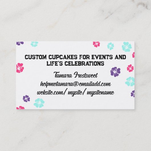 カップケーキベーキングベーカリーのパティシエ焼いたグッズ 名刺 (裏面)