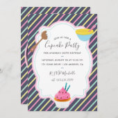 カップケーキベーキング誕生日パーティー追加の写真の招待 招待状 (正面/裏面)