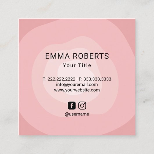 カップケーキペストリーケーキベーカリー配管バッグかわいいピンク スクエア名刺 (裏面)