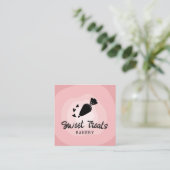 カップケーキペストリーケーキベーカリー配管バッグかわいいピンク スクエア名刺 (スタンド正面)