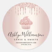 カップケーキペストリーシェフベーカリーバラ金ゴールドグリッタードリップ ラウンドシール (正面)