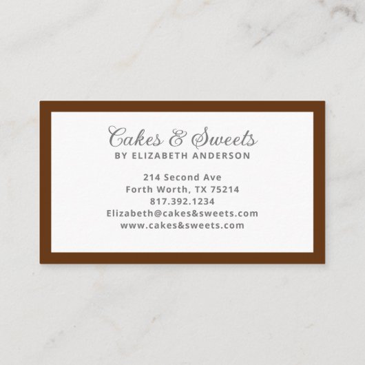 カップケーキペストリーシェフベーカリー名刺 名刺 (裏面)