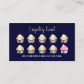 カップケーキペストリーベーカリーネイビーブルーロイヤリティ ロイヤリティカード (正面)