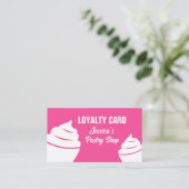 カップケーキペストリーベーカリーロイヤリティパンチカードテンプレート 名刺 (スタンド正面)