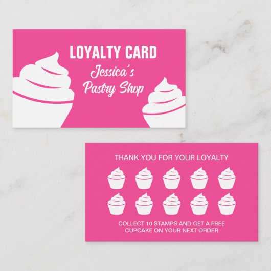 カップケーキペストリーベーカリーロイヤリティパンチカードテンプレート 名刺 (正面/裏面)