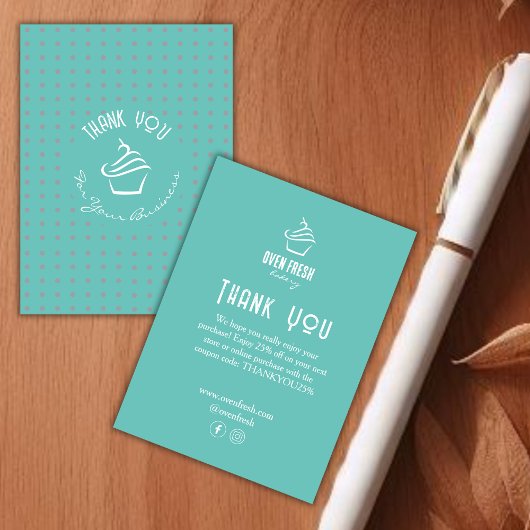 カップケーキペストリーベーカリー水玉模様グリーン エンクロージャーカード