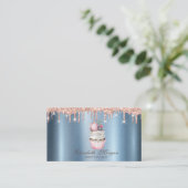 カップケーキマカロングリッタードリップスブルーメタリック 名刺 (スタンド正面)