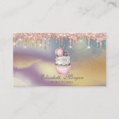 カップケーキマカロンバラ金ゴールドドリップ,ベーカリー カラフル 名刺 (正面)