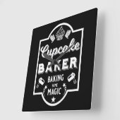 カップケーキマスターベイカー スクエア壁時計 (傾斜)