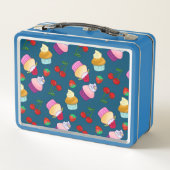 カップケーキマフィンイチゴさくらんぼスイートキャンディ メタルランチボックス (裏面)