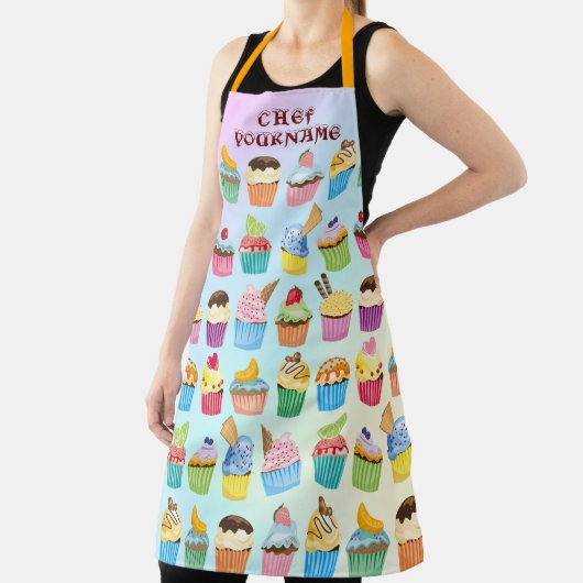 カップケーキモノグラムおいしい甘いお菓子焼いたへ エプロン (インサイチュ)