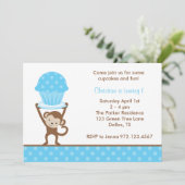 カップケーキモンキー誕生日招待状 招待状 (スタンド正面)