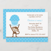 カップケーキモンキー誕生日招待状 招待状 (正面/裏面)