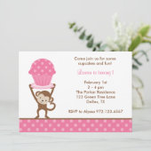 カップケーキモンキー誕生日招待状 招待状 (スタンド正面)