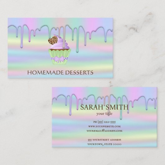 カップケーキロゴベーカリーシェフ、かわいい名刺 名刺 (正面/裏面)