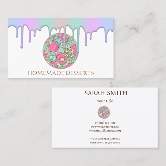 カップケーキロゴベーカリーシェフ、かわいい名刺 名刺 (正面/裏面)