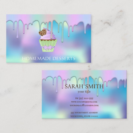 カップケーキロゴベーカリーシェフ、かわいい名刺 名刺 (正面/裏面)