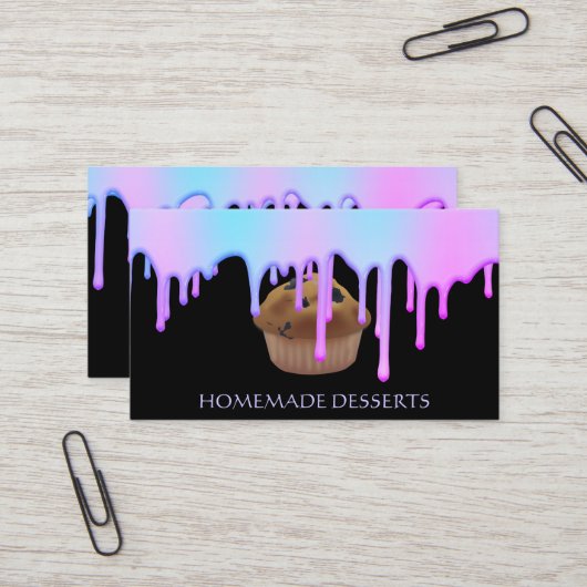 カップケーキロゴベーカリーシェフ、かわいい 名刺 (正面/裏面インサイチュ)