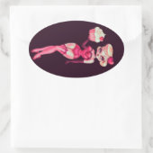 カップケーキ人形 楕円形シール (バッグ)