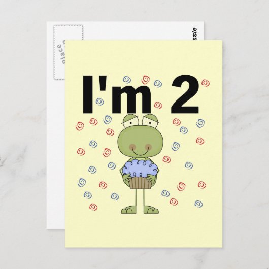 カップケーキ付きカエルTシャツ2nd ポストカード (正面/裏面)