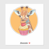 カップケーキ付きキリン シール (シート)