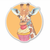 カップケーキ付きキリン シール (正面)