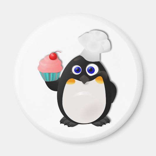 カップケーキ付きベイカーペンギンII マグネット (正面)