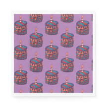 カップケーキ付き紫色のナプキン