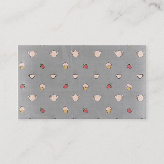 カップケーキ及びティーカップ! 名刺 (正面)