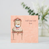 カップケーキ及び椅子ヴィンテージスタイル招待状カード 招待状 (スタンド正面)