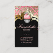 カップケーキ名エレガント刺ダマスクピンク金ゴールド 名刺 (裏面)