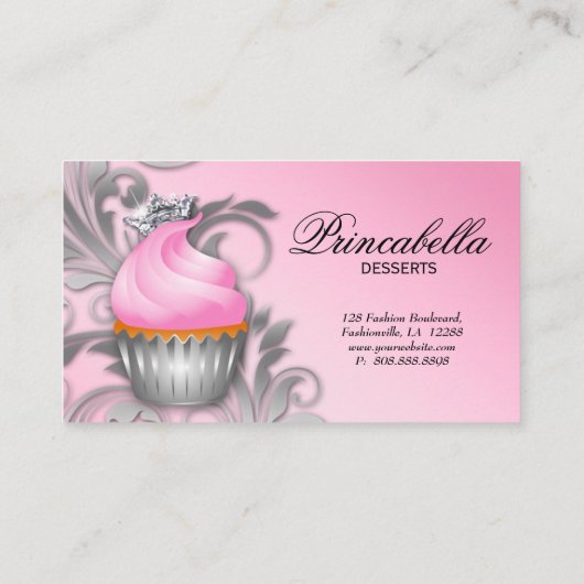 カップケーキ名刺クラウン級シルバーピンク 名刺 (裏面)
