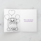 カップケーキ塗りページ付き子犬誕生日 カード (内部)