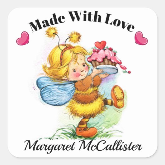 カップケーキ大切ガールキッチンシール スクエアシール (正面)