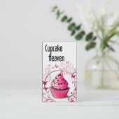 "カップケーキ天国"の-砂糖菓子のデザートのペストリー 名刺 (スタンド正面)