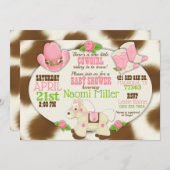 カップケーキ女性のカーボーイベビーガールシャワー招待状 招待状 (正面/裏面)