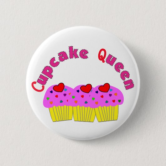"カップケーキ女王"のTシャツおよびギフト 缶バッジ (正面)