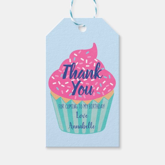カップケーキ子供の誕生日ありがとう ギフトタグ (正面)