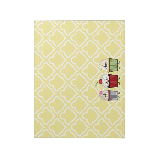 カップケーキ家族のつや消しはさくらんぼのケーキを振りかけます ノートパッド (回転)