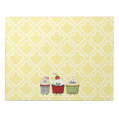 カップケーキ家族のつや消しはさくらんぼのケーキを振りかけます ノートパッド (正面)