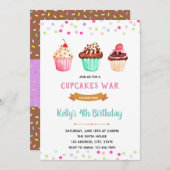 カップケーキ戦の誕生日テーマ 招待状 (正面/裏面)