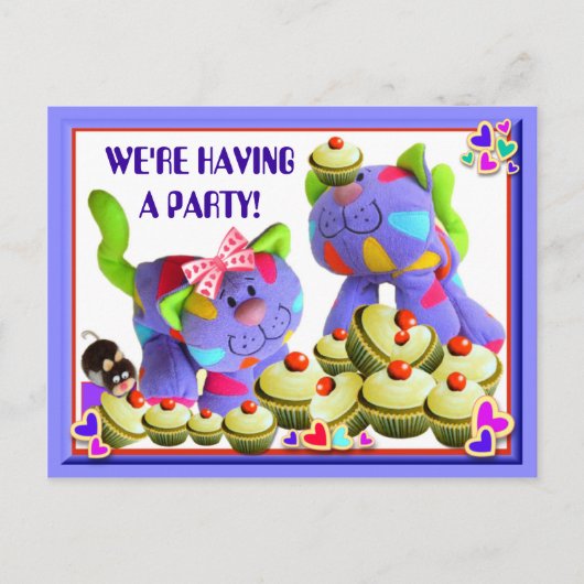 カップケーキ招待状～はがき インビテーションポストカード (正面)