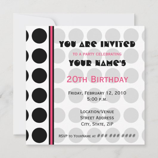 カップケーキ招待状-水玉模様/ピンク&ブラック 招待状 (裏面)