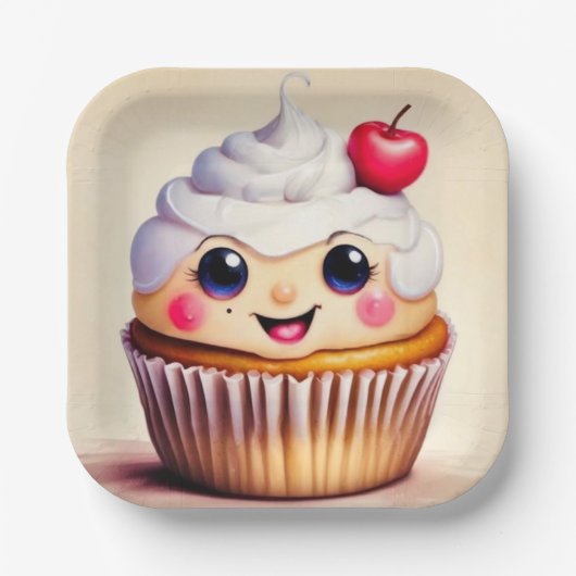 カップケーキ日紙プレート ペーパープレート (正面)