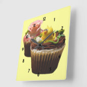カップケーキ時計 スクエア壁時計 (傾斜)