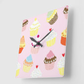 カップケーキ時計 スクエア壁時計 (傾斜)