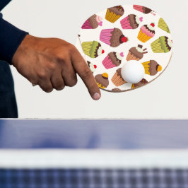 カップケーキ柄、 マフィン柄、チョコレート、ハート 卓球ラケット